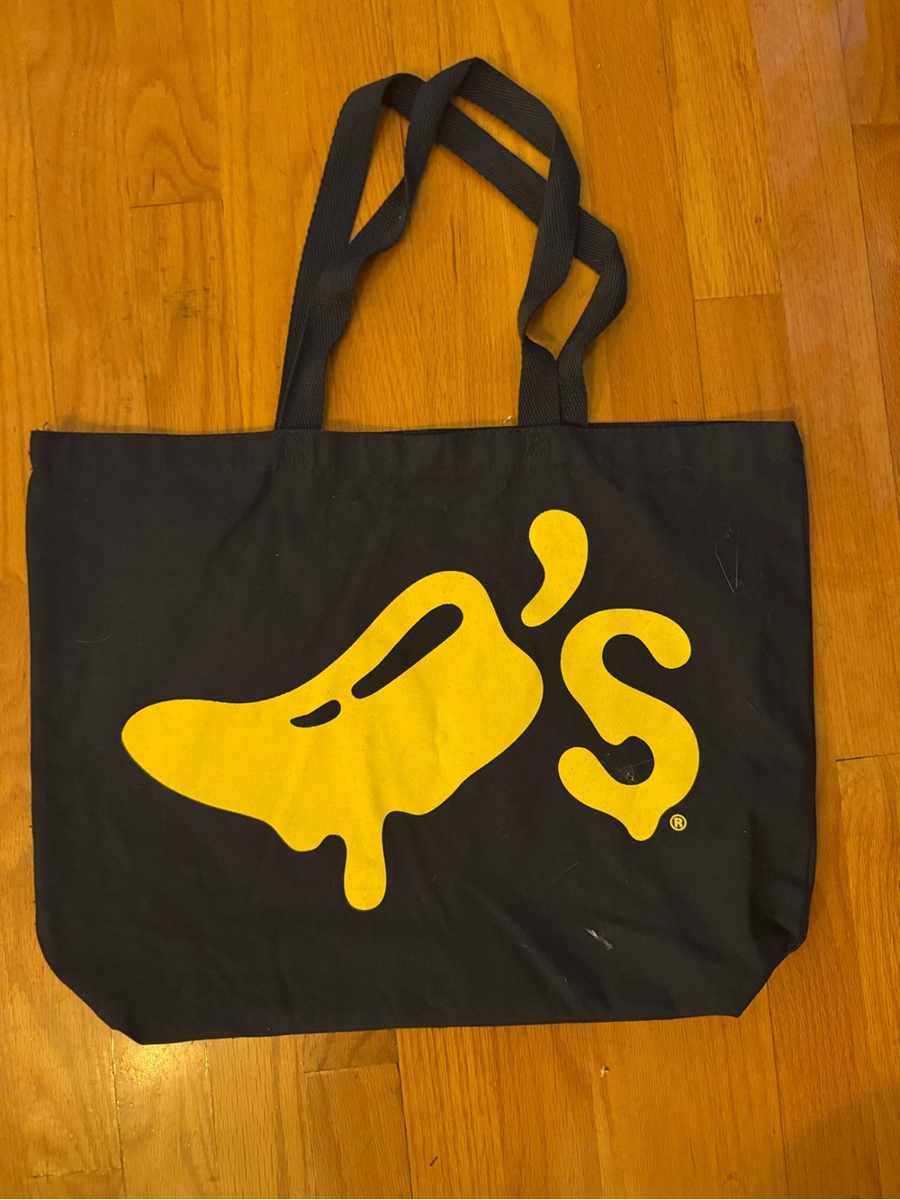 Black Tote Bag with Yellow Graphic Logo - Women's Canvas Carryall